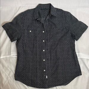 Perry Ellis Black and White Patterned Short Sleeve Shirt